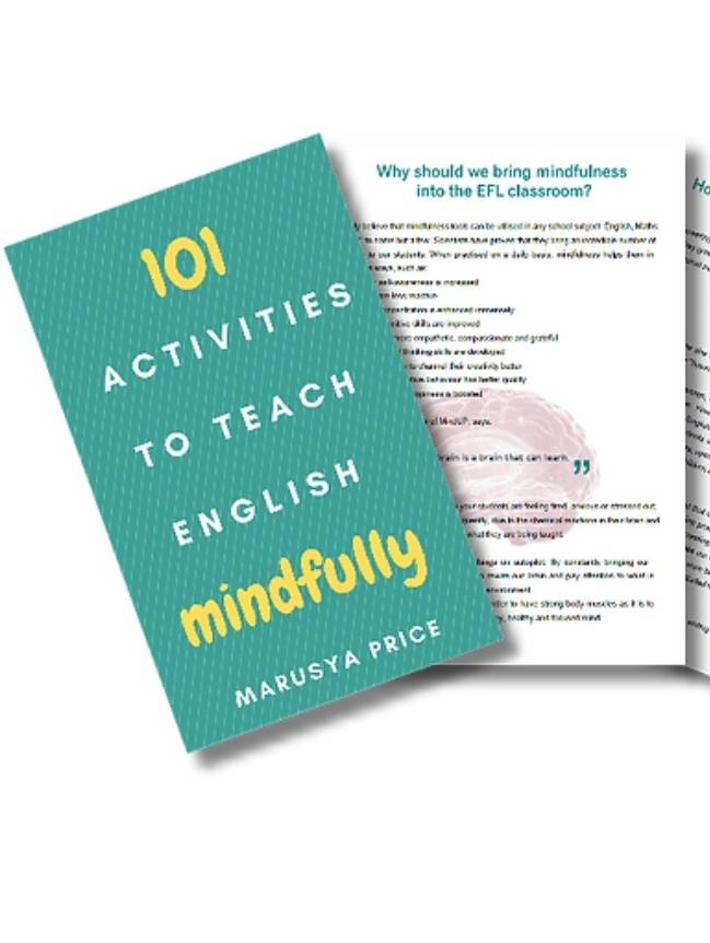 Photo of the book "101 Activities to teach English mindfully" by Marusya Price.
