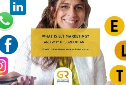 Blog cover with Gina Rodriguez photos, social media icons and overlaying text with the title of the blog "What is ELT Marketing?"