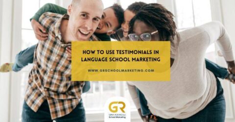 Parents with kids. Testimonials for language school marketing