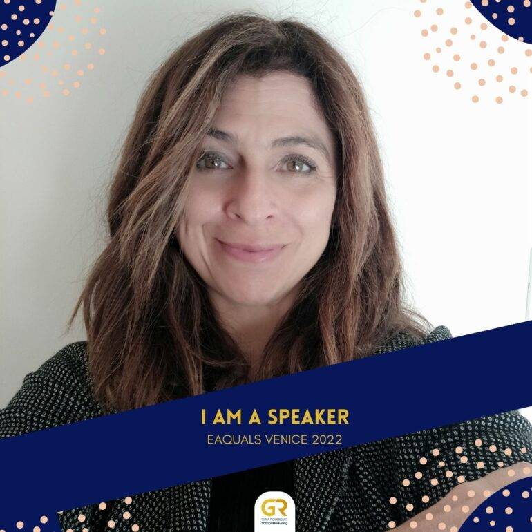 Example of social media post announcing the participation at Eaquals as a speaker. Photo of the speaker with a strap line that says "I am a speaker , Equals Venice 2022"